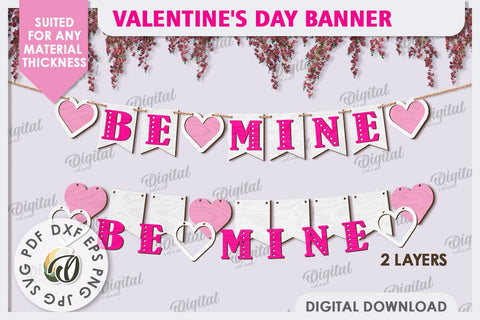 Valentine's Day Banner Laser Cut. Love Banner SVG. Heart SVG SVG Evgenyia Guschina 