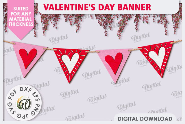 Valentine's Day Banner Laser Cut. Love Banner SVG. Heart SVG SVG Evgenyia Guschina 