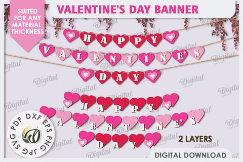 Valentine's Day Banner Laser Cut. Love Banner SVG. Heart SVG SVG Evgenyia Guschina 