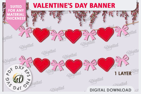 Valentine's Day Banner Laser Cut. Love Banner SVG. Heart SVG SVG Evgenyia Guschina 