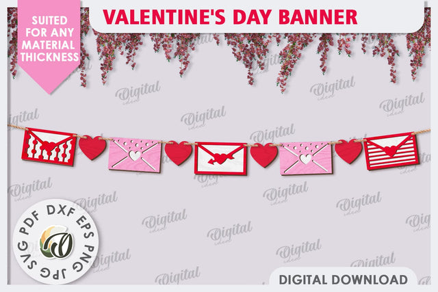 Valentine's Day Banner Laser Cut. Love Banner SVG. Heart SVG SVG Evgenyia Guschina 