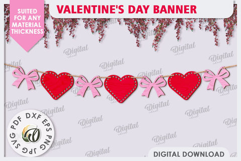 Valentine's Day Banner Laser Cut. Love Banner SVG. Heart SVG SVG Evgenyia Guschina 