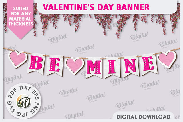 Valentine's Day Banner Laser Cut. Love Banner SVG. Heart SVG SVG Evgenyia Guschina 