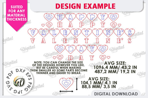 Valentine's Day Banner Laser Cut. Love Banner SVG. Heart SVG SVG Evgenyia Guschina 