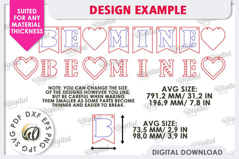 Valentine's Day Banner Laser Cut. Love Banner SVG. Heart SVG SVG Evgenyia Guschina 