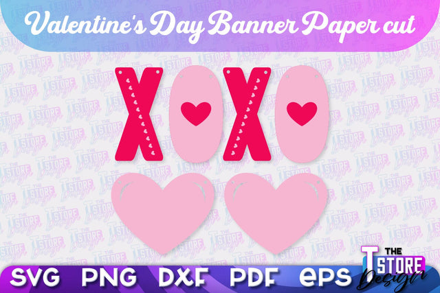 Valentine's Day Banner | Paper Banner | Garland | Valentine's Decorations | SVG File SVG The T Store Design 