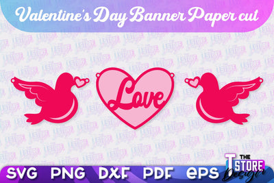 Valentine's Day Banner | Paper Banner | Garland | Valentine's Decorations | SVG File SVG The T Store Design 