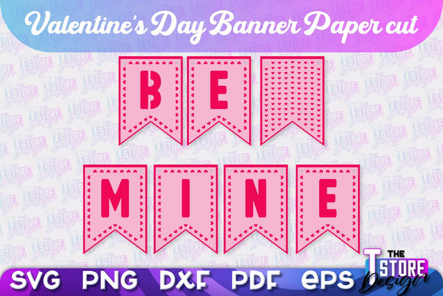 Valentine's Day Banner | Paper Banner | Garland | Valentine's Decorations | SVG File SVG The T Store Design 