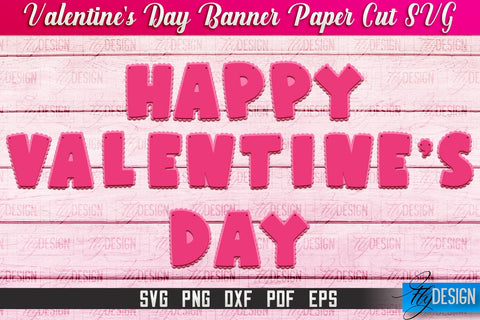 Valentine's Day Banner Paper Cut | Paper Banner SVG | Love Design SVG SVG Fly Design 