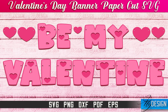 Valentine's Day Banner Paper Cut | Paper Banner SVG | Love Design SVG SVG Fly Design 