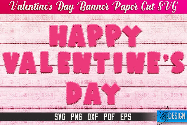 Valentine's Day Banner Paper Cut | Paper Banner SVG | Love Design SVG SVG Fly Design 