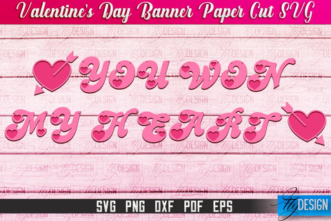 Valentine's Day Banner Paper Cut | Paper Banner SVG | Love Design SVG SVG Fly Design 