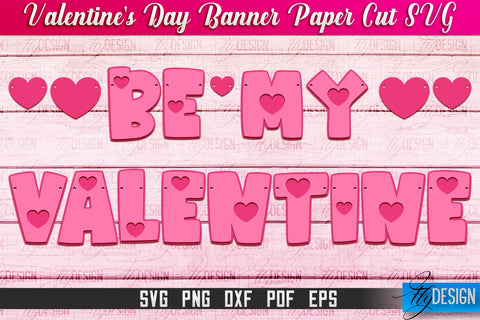 Valentine's Day Banner Paper Cut | Paper Banner SVG | Love Design SVG SVG Fly Design 