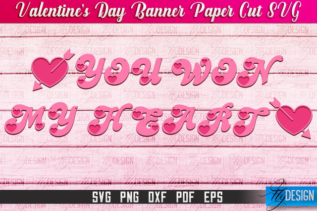 Valentine's Day Banner Paper Cut | Paper Banner SVG | Love Design SVG SVG Fly Design 