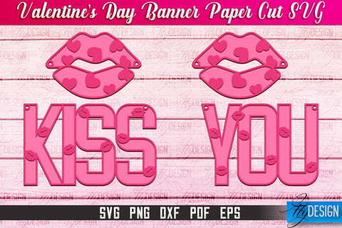 Valentine's Day Banner Paper Cut | Paper Banner SVG | Love Design SVG SVG Fly Design 
