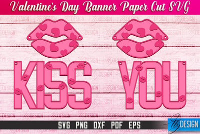 Valentine's Day Banner Paper Cut | Paper Banner SVG | Love Design SVG SVG Fly Design 