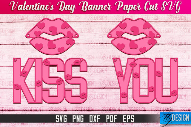 Valentine's Day Banner Paper Cut | Paper Banner SVG | Love Design SVG SVG Fly Design 