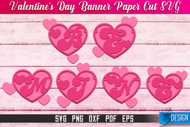 Valentine's Day Banner Paper Cut | Paper Banner SVG | Love Design SVG SVG Fly Design 