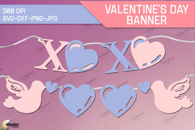 Valentine's Day Banners. 3D Layered Paper Cut 3D Paper Evgenyia Guschina 