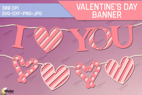 Valentine's Day Banners Bundle. Love Banners Paper Cut 3D Paper Evgenyia Guschina 