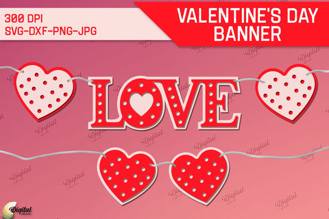 Valentine's Day Banners Bundle. Love Banners Paper Cut 3D Paper Evgenyia Guschina 