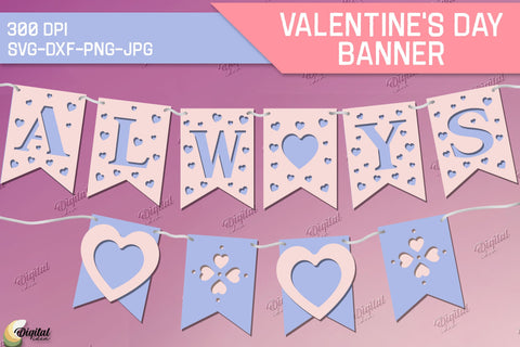 Valentine's Day Banners Bundle. Love Banners Paper Cut 3D Paper Evgenyia Guschina 