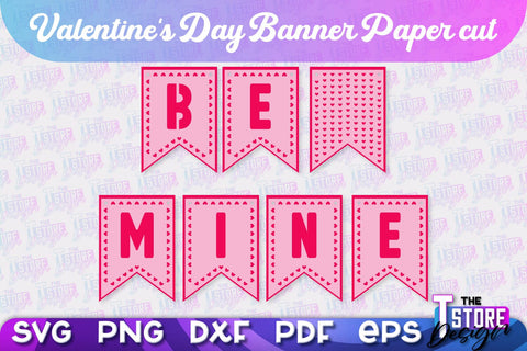 Valentine's Day Banners Bundle | Paper Banner | Garland | Valentine's Decorations | SVG Files SVG The T Store Design 