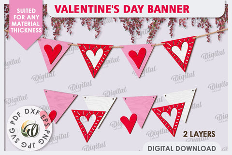 Valentine's Day Banners Laser Cut Bundle. Love Banners SVG SVG Evgenyia Guschina 