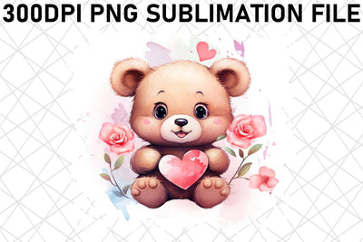 Valentine's Day Bear Affection Sublimation Design - Floral Delight Sublimation afrosvg 