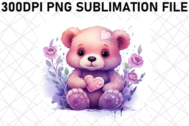 Valentine's Day Bear and Bloom Sublimation - Love Theme Sublimation afrosvg 