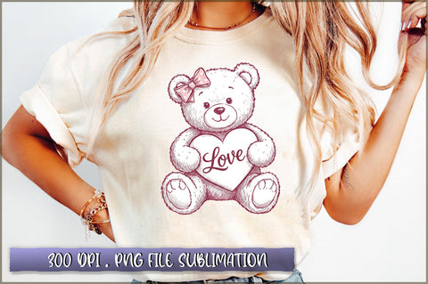 Valentine's Day Bear Clipart PNG Sublimation Shetara Begum 