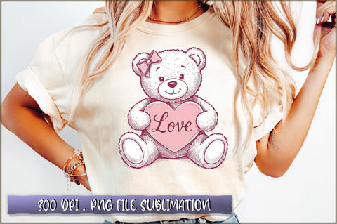 Valentine's Day Bear Clipart PNG Sublimation Shetara Begum 