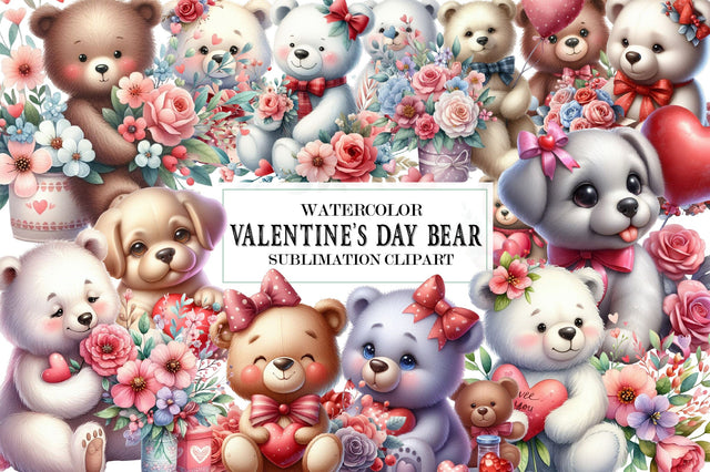 Valentine's Day Bear Clipart Sublimation Sublimation SVGista 
