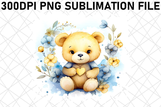 Valentine's Day Bear Sublimation Design - Cute Watercolor PNG Sublimation afrosvg 