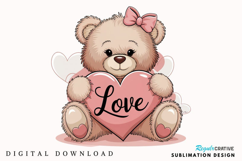 Valentine's Day Bear Sublimation Design Sublimation Regulrcrative 