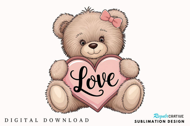 Valentine's Day Bear Sublimation Design Sublimation Regulrcrative 