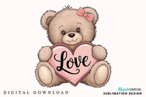 Valentine's Day Bear Sublimation Design Sublimation Regulrcrative 