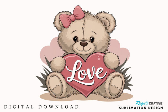 Valentine's Day Bear Sublimation Design Sublimation Regulrcrative 