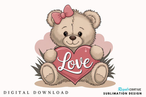 Valentine's Day Bear Sublimation Design Sublimation Regulrcrative 