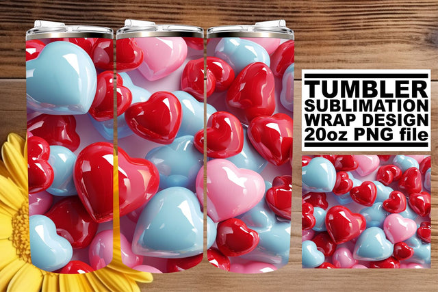 Valentine's Day Bliss: 3D Heart Tumbler - 20oz Sublimation afrosvg 