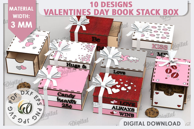 Valentine's Day Boxes Laser Cut Bundle. Valentine Day Gifts SVG Evgenyia Guschina 