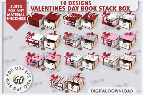 Valentine's Day Boxes Laser Cut Bundle. Valentine Day Gifts SVG Evgenyia Guschina 