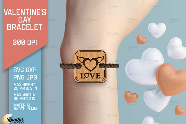 Valentine's Day Bracelet. Jewelry Laser Cut. love SVG SVG Evgenyia Guschina 