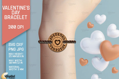 Valentine's Day Bracelet. Jewelry Laser Cut. XoXo SVG SVG Evgenyia Guschina 