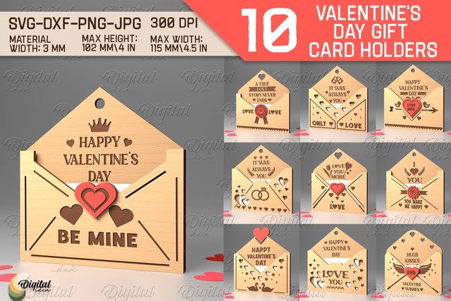 Valentine's Day Bundle. Envelope Gift Card Holder Laser Cut SVG Evgenyia Guschina 