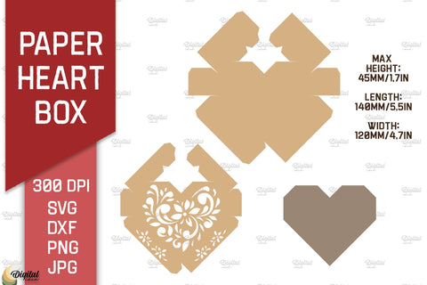 Valentines Day Bundle SVG. 3D Paper Heart Box 3D Paper Evgenyia Guschina 