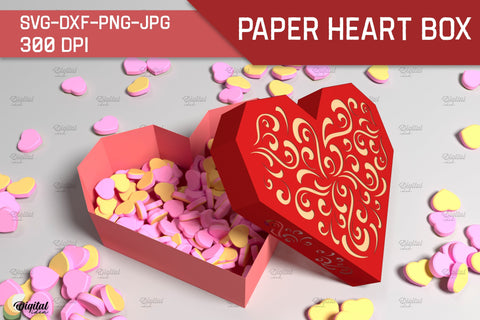 Valentines Day Bundle SVG. 3D Paper Heart Box 3D Paper Evgenyia Guschina 