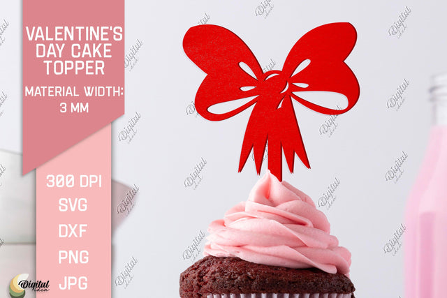 Valentine's Day Cake Topper. Valentine Laser. Bow SVG SVG Evgenyia Guschina 