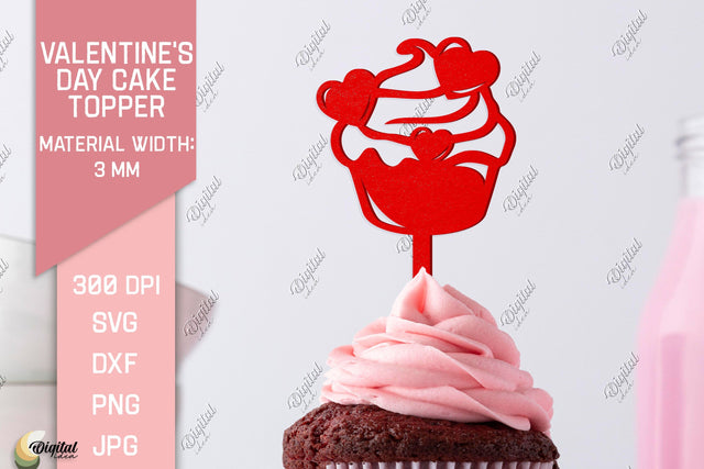 Valentine's Day Cake Topper. Valentine Laser. Cupcake SVG SVG Evgenyia Guschina 