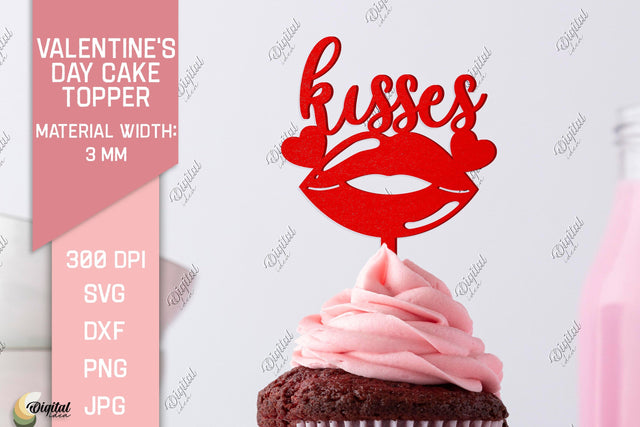 Valentine's Day Cake Topper. Valentine Laser. Kisses SVG SVG Evgenyia Guschina 